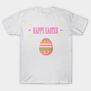 Happy Easter in Green Pink Yellow & White T-Shirt